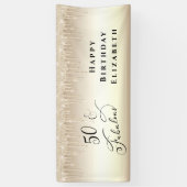 50 Fabulous Glitter Champagne Gold Birthday Party Spandoek (Verticaal)