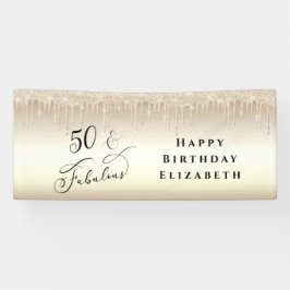 50 Fabulous Glitter Champagne Gold Birthday Party Spandoek