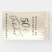 50 Fabulous Glitter Champagne Gold Birthday Spandoek (Horizontaal)