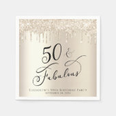 50 Fabulous Glitter Champagne Gold Personalized Servet (Voorkant)