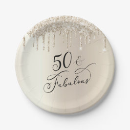 50 Fabulous Glitter Gold Champagne Birthday Party Papieren Bordje