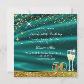 50 Fabulous Glitter Gold Jade Birthday Invite Kaart (Achterkant)