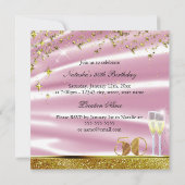 50 & Fabulous Glitter Gold Pink Birthday Invite Kaart (Achterkant)