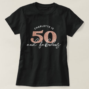 50 Fabulous Glitter Personalized Birthday Party T-shirt