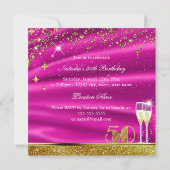 50 Fabulous Glitter Pink Gold Birthday Invite Kaart (Achterkant)