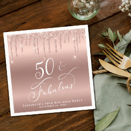 50 Fabulous Glitter Roos Gold Birthday Party Servet