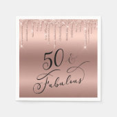 50 Fabulous Glitter Roos Gold Birthday Party Servet (Voorkant)