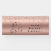 50 Fabulous Glitter Roos Gold Birthday Party Spandoek (Horizontaal)