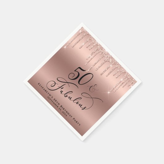 50 Fabulous Glitter Roos Gold, persoonlijk aangepa Servet (Hoek)
