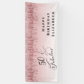 50 Fabulous Glitter Roos Gold Pink Birthday Party Spandoek (Verticaal)