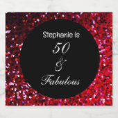 50 Fabulous Glitter Verjaardag Bourgondië Rood Roz Bier Etiket (Enkel label)