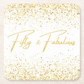 50 & Fabulous Glitter Verjaardagsfeest Kartonnen Onderzetters (Voorkant)