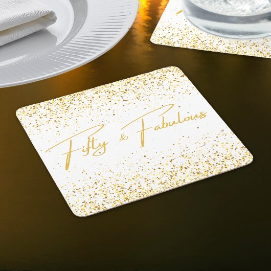 50 & Fabulous Glitter Verjaardagsfeest Kartonnen Onderzetters
