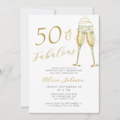 50 & Fabulous gold 50th birthday party Kaart (Voorkant)