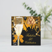50 & Fabulous Gold Black Birthday Champagne Kaart (Staand voorkant)