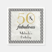 50 & Fabulous Gold & Black Marble Birthday Napkins Servet (Voorkant)