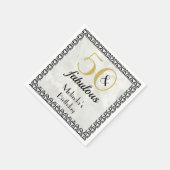 50 & Fabulous Gold & Black Marble Birthday Napkins Servet (Hoek)