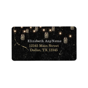 50 & Fabulous Gold Black Marble Mason Jar-lampjes Etiket