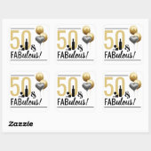 50 & Fabulous Gold & Black Modern Square Sticker (Vel)