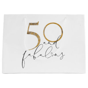 50 & Fabulous Gold Black & White 50e verjaardag Groot Cadeauzakje