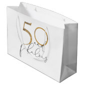 50 & Fabulous Gold Black & White 50e verjaardag Groot Cadeauzakje (Achterkant Gekanteld)