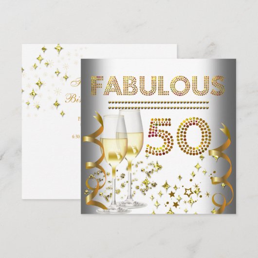 50 Fabulous Gold Champagne Kaart (Voorkant / Achterkant)
