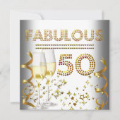 50 Fabulous Gold Champagne Kaart (Voorkant)