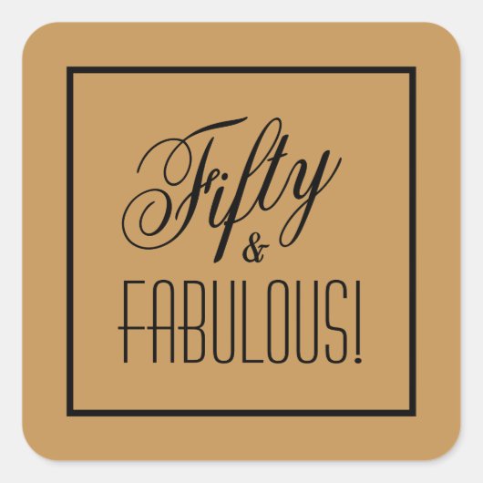 50, FABULOUS! Gold en zwart 50ste verjaardag Vierkante Sticker (Voorkant)