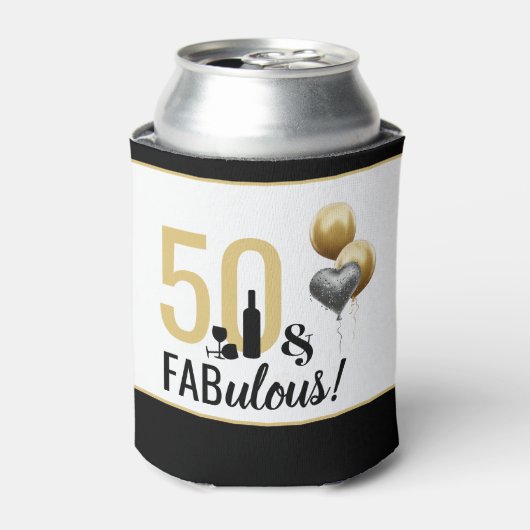 50 & Fabulous Gold en zwarte moderne feestdag Blikjeskoeler (Blikje Voorkant)