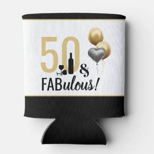 50 & Fabulous Gold en zwarte moderne feestdag Blikjeskoeler (Achterkant)