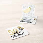 50 & Fabulous Gold en zwarte moderne feestdag Kartonnen Onderzetters (Insitu)