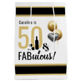 50 & Fabulous Gold en zwarte moderne feestdag Medium Cadeauzakje (Achterkant)