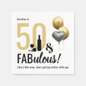 50 & Fabulous Gold en zwarte moderne feestdag Servet (Voorkant)