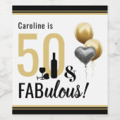 50 & Fabulous Gold en zwarte moderne feestdag Wijn Etiket (Enkel label)