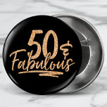 50 & Fabulous Gold Glitter 50th Birthday Sparkle Ronde Button 3,2 Cm<br><div class="desc">50 & Fabulous Gold Glitter 50th Birthday Sparkle Buttonnen zijn uitgerust met het moderne tekstontwerp "50 & Fabulous" in een gouden glitter kalligrafie. Ideaal voor een 50e verjaardagsfeestje of feestelijke feestdag.</div>