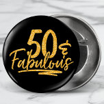 50 & Fabulous Gold Glitter 50th Birthday Sparkle Ronde Button 3,2 Cm<br><div class="desc">50 & Fabulous Gold Glitter 50th Birthday Sparkle Buttonnen zijn uitgerust met het moderne tekstontwerp "50 & Fabulous" in een gouden glitter kalligrafie. Ideaal voor een 50e verjaardagsfeestje of feestelijke feestdag.</div>
