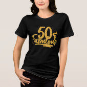 50 & Fabulous Gold Glitter 50th Birthday Sparkle Tri-Blend Shirt (Voorkant)