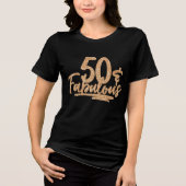 50 & Fabulous Gold Glitter 50th Birthday Sparkle Tri-Blend Shirt (Voorkant)