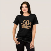 50 & Fabulous Gold Glitter 50th Birthday Sparkle Tri-Blend Shirt (Voorkant volledig)
