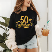 50 & Fabulous Gold Glitter 50th Birthday Sparkle Tri-Blend Shirt