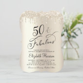 50 Fabulous Gold Glitter Birthday Party Kaart (Staand voorkant)