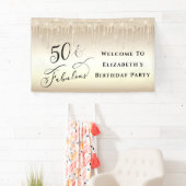 50 Fabulous Gold Glitter Birthday Spandoek (Insitu)