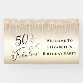 50 Fabulous Gold Glitter Birthday Spandoek