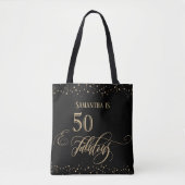 50 & Fabulous Gold Glitter Confetti, zwart Tote Bag (Voorkant)