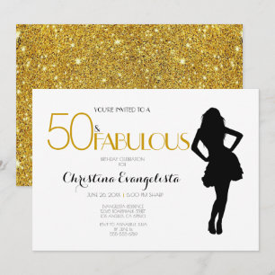 50 & Fabulous Gold Glitter met Modern Silhouet Kaart