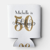 50 & Fabulous Gold Glitter Typography Birthday Blikjeskoeler (Achterkant)