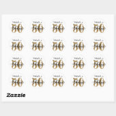 50 & Fabulous Gold Glitter Typography Birthday Ronde Sticker (Vel)