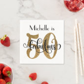 50 & Fabulous Gold Glitter Typography Birthday Servetten (Insitu)