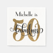 50 & Fabulous Gold Glitter Typography Birthday Servetten (Voorkant)