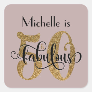 50 & Fabulous Gold Glitter Verjaardag Stoffelijk R Vierkante Sticker